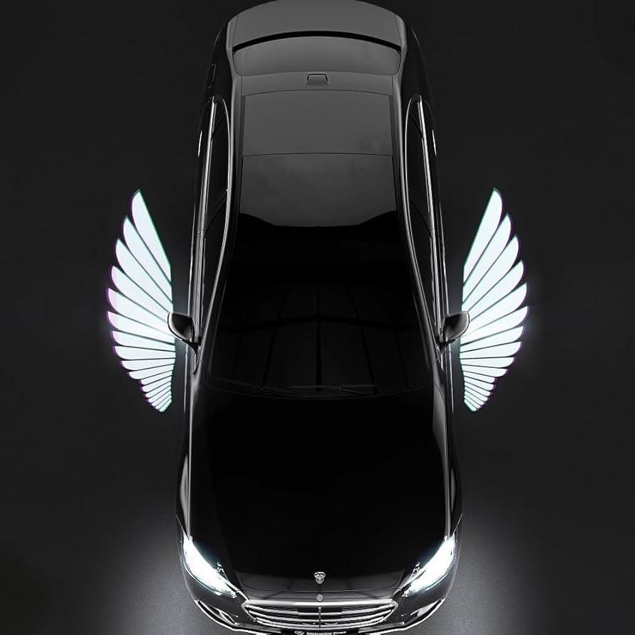 高品質 フローライト 天使の翼 手彫り ブラックスタンド付き Amazon.co.jp: オートバイ 車用カーテシーランプ LED 天使の翼